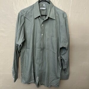 Geoffrey Beene 16 34/35 Green Small Check Dress Shirt‎